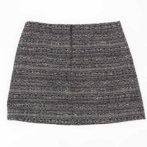 Tory Burch Women's Ada Skirt Metallic Tweed A-Line Granite Gray Skirt Sz 12 - Picture 2 of 9